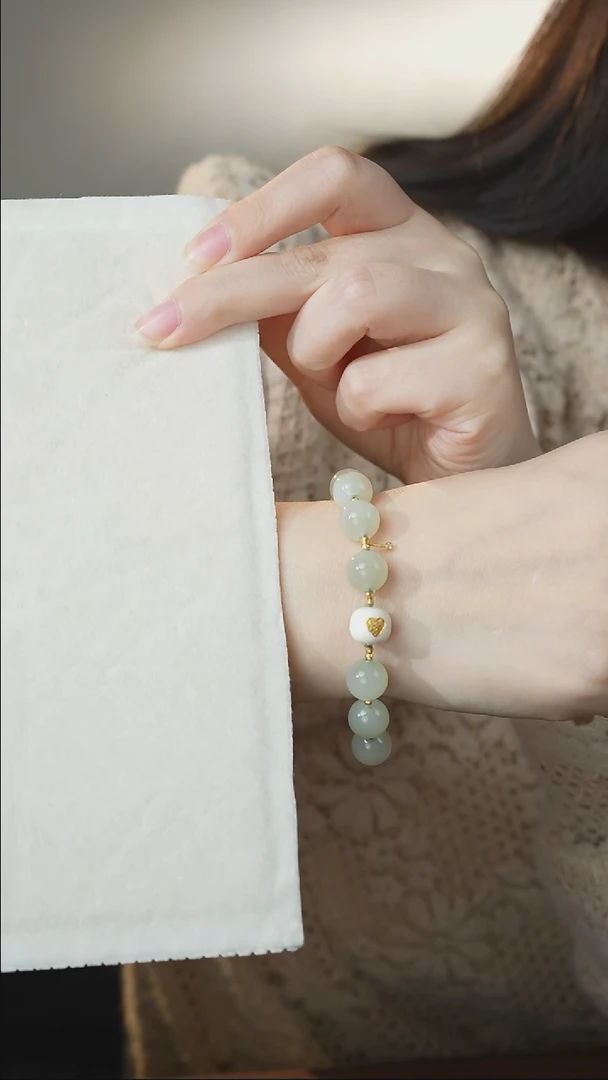 【闪购商品】和田玉手链18K金镶嵌10mm/和田玉/牙牙