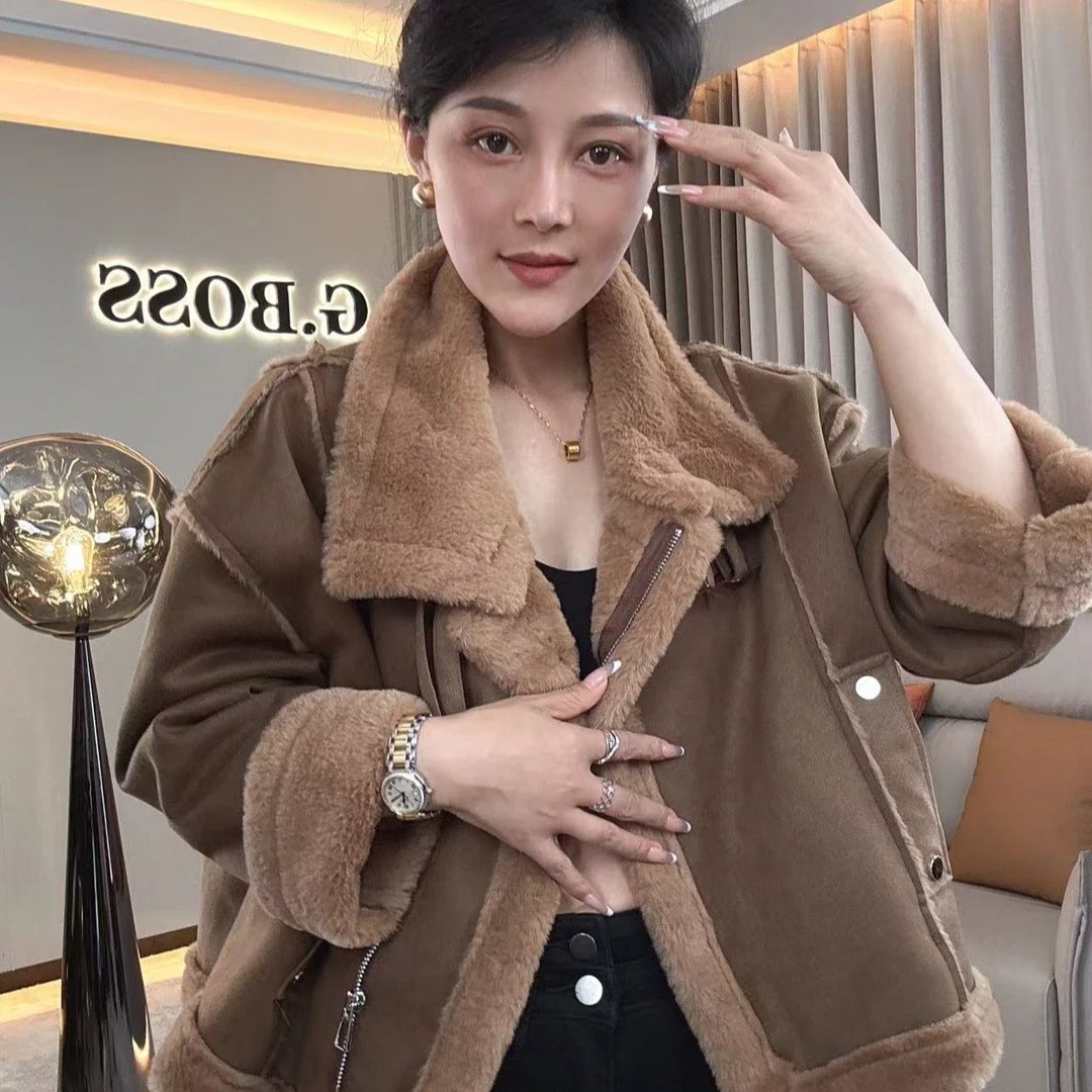 【耿老板6064#Y】港风皮毛一体慵懒风休闲百搭精致短女外套穿搭