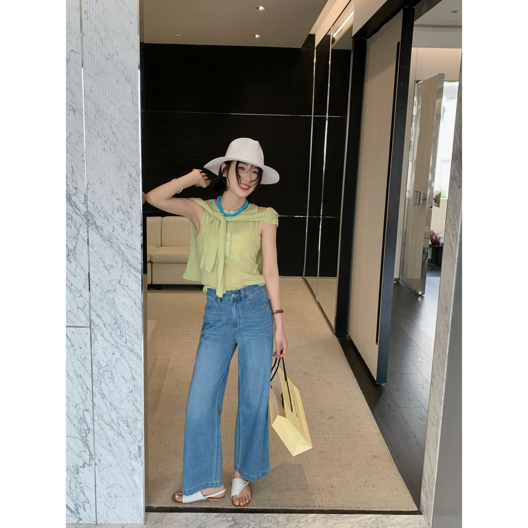 2025夏欧货新款小松菜25656正版现货四面弹＋醋酸十分直筒牛仔裤女