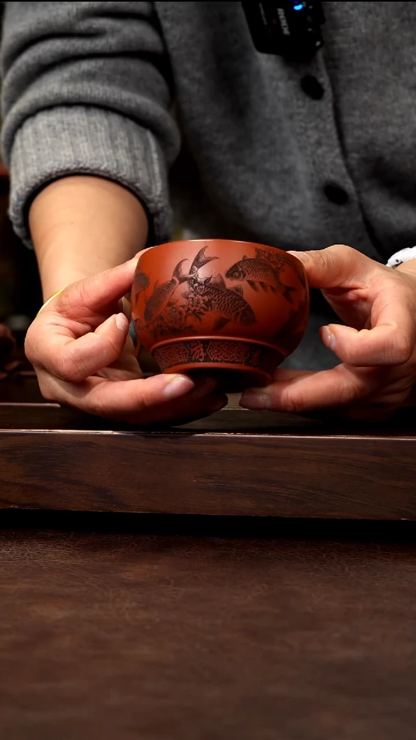 茶壶紫砂赵庄朱泥年年有余杯