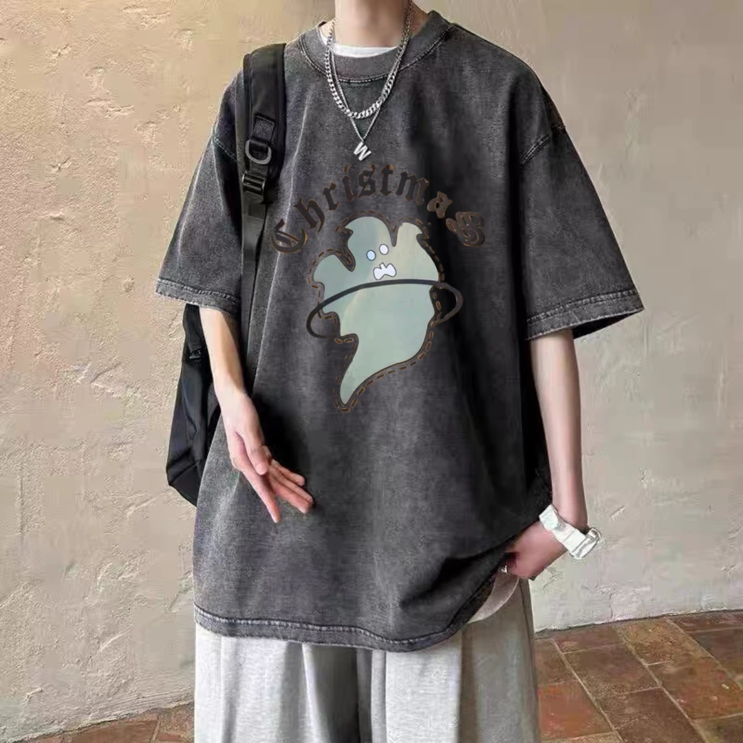 潮ins日常夏季原宿慵懒时尚潮牌短袖T恤百搭新款圆领男