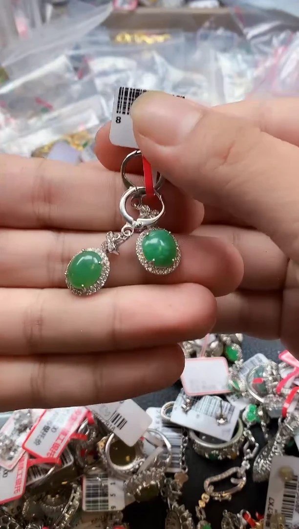 银S925镶嵌戒指翡翠天然A货缅甸翡翠