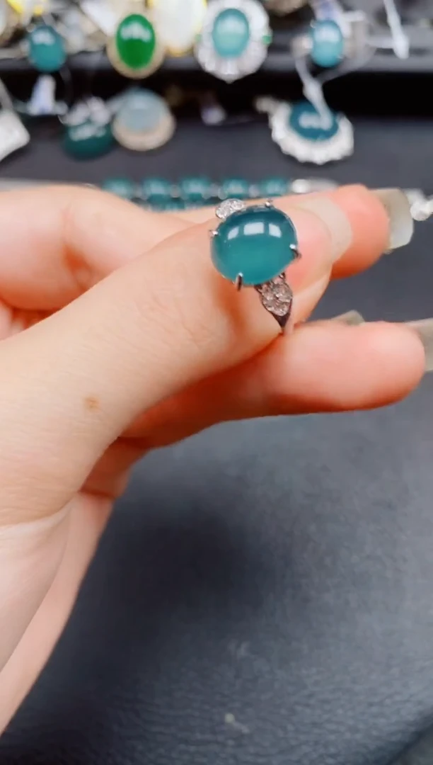 银S925镶嵌戒指翡翠翡翠