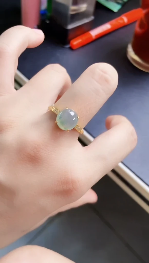 翡翠戒指银S925镶嵌456879