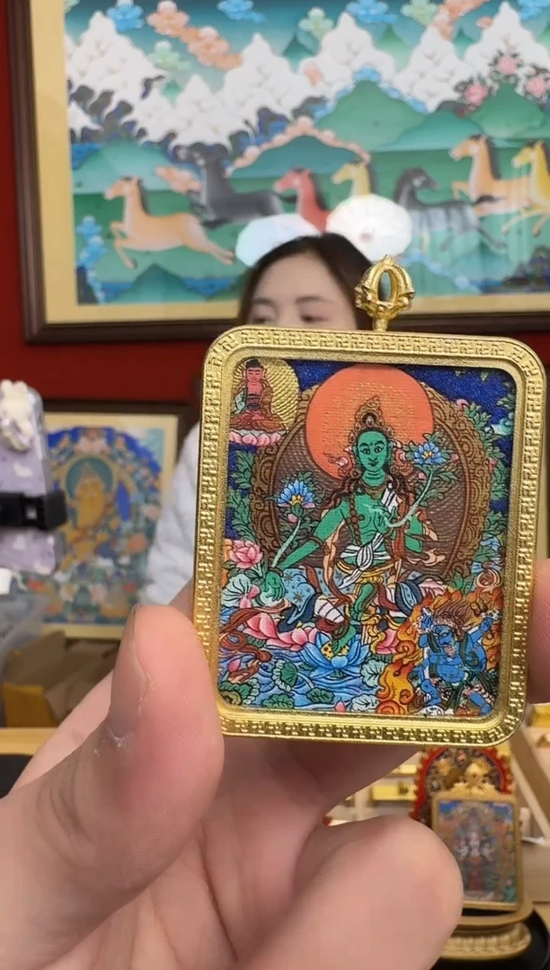 吊坠绿妈妈-热贡纯手绘-安安