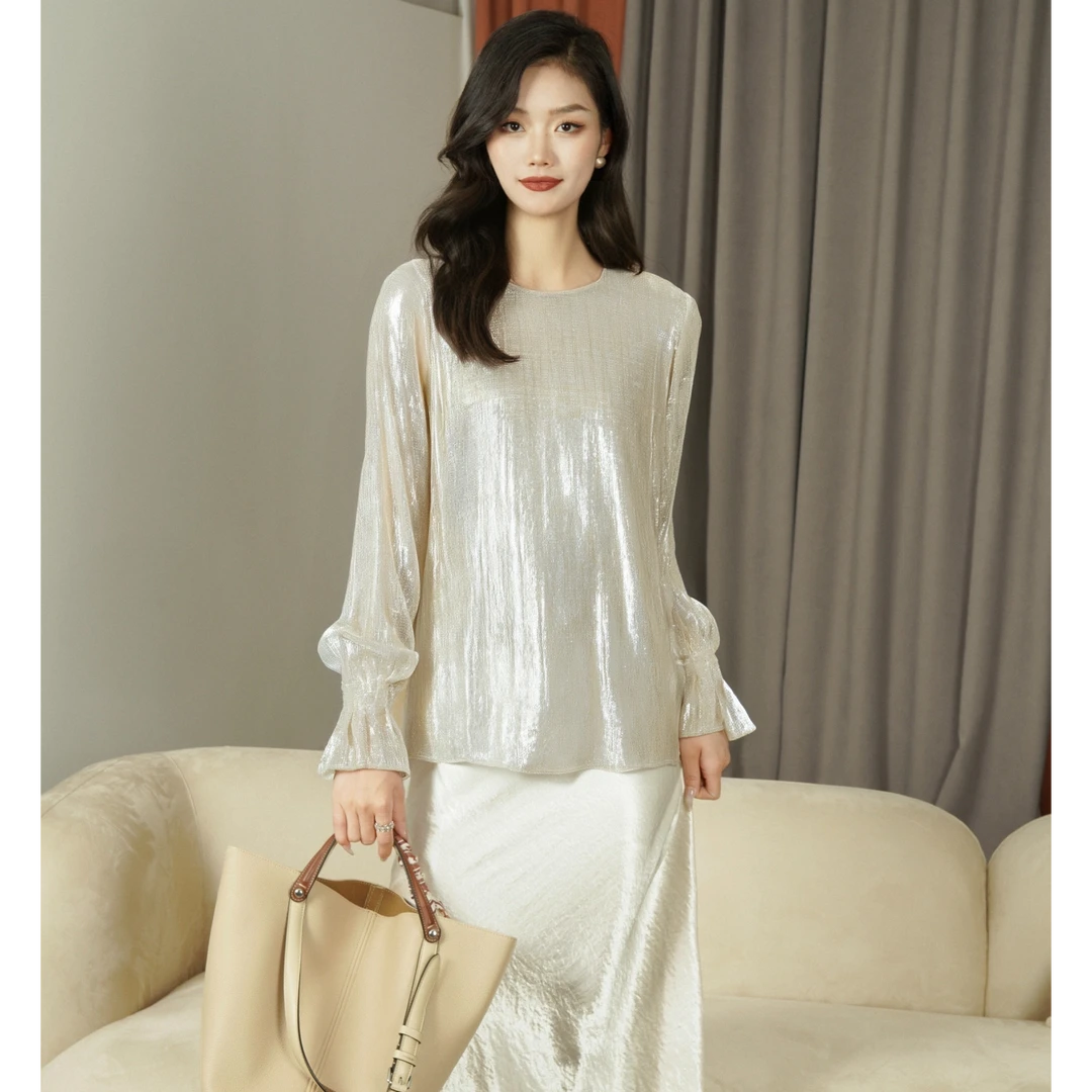KADIMIYA"繁华溢彩”高级感人鱼姬衬衫优雅时尚百搭衬衣女轻奢长袖