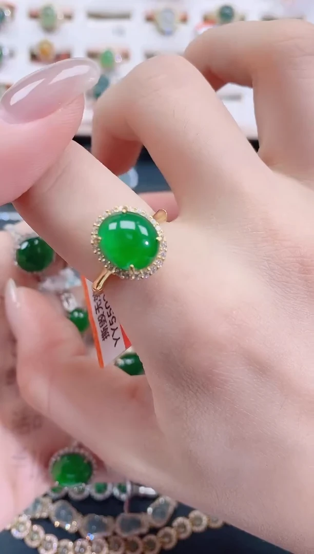 银S925镶嵌戒指翡翠天然翡翠