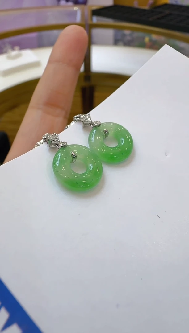 翡翠18K金镶嵌耳饰多样性发货拍一发一