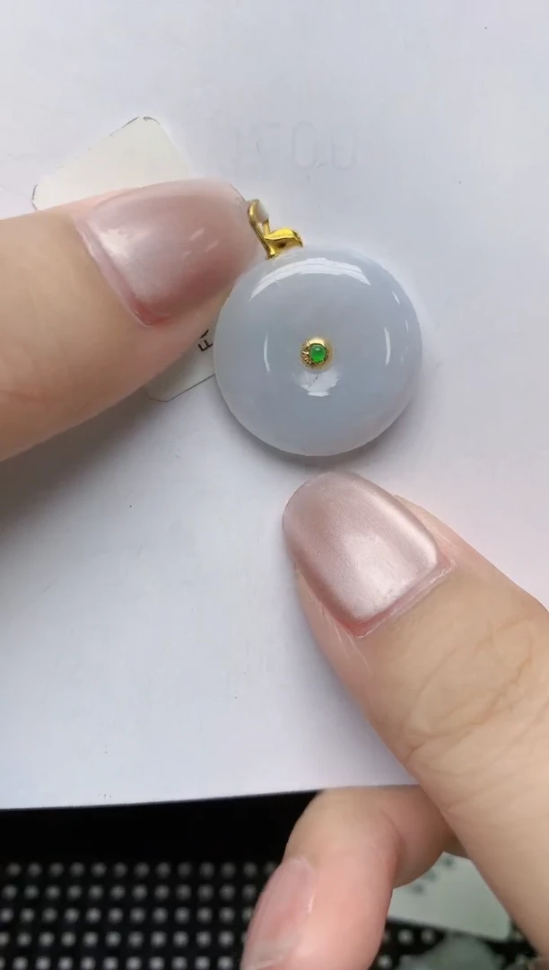 翡翠18K金镶嵌颈饰天然缅甸A货翡翠