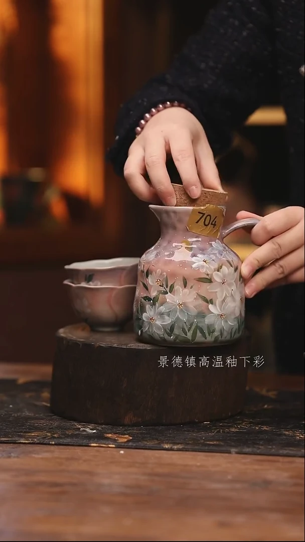 陶瓷景德镇高温釉下手绘陶瓷@L704@