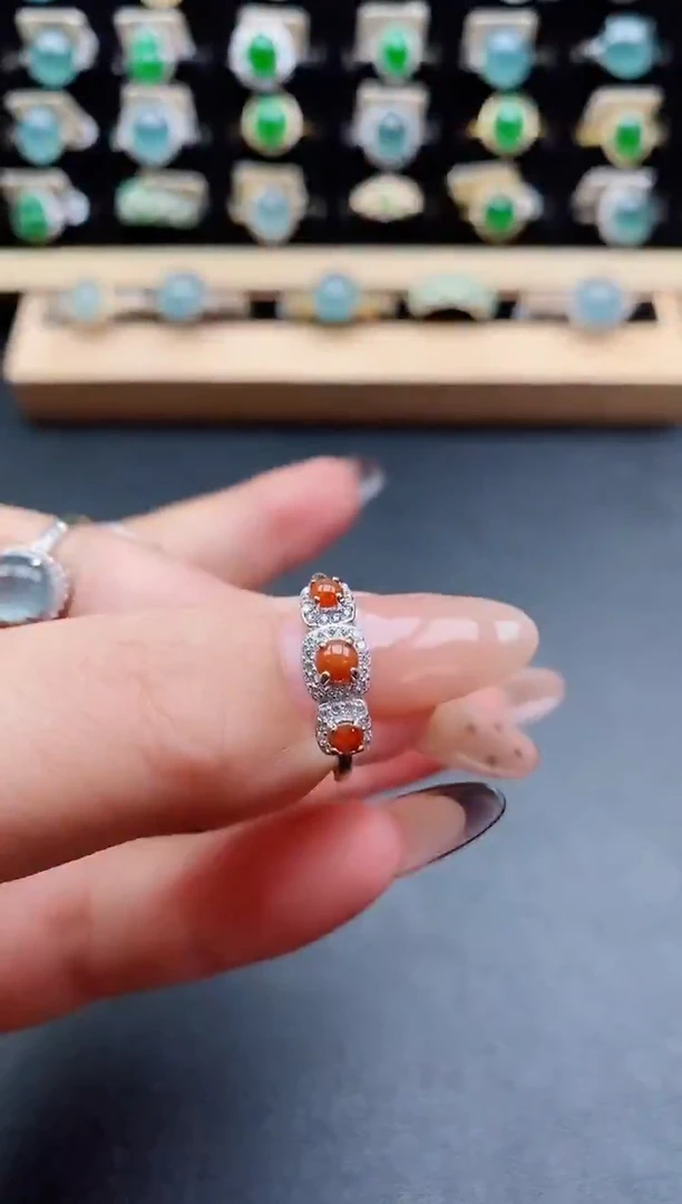 银S925镶嵌戒指翡翠1