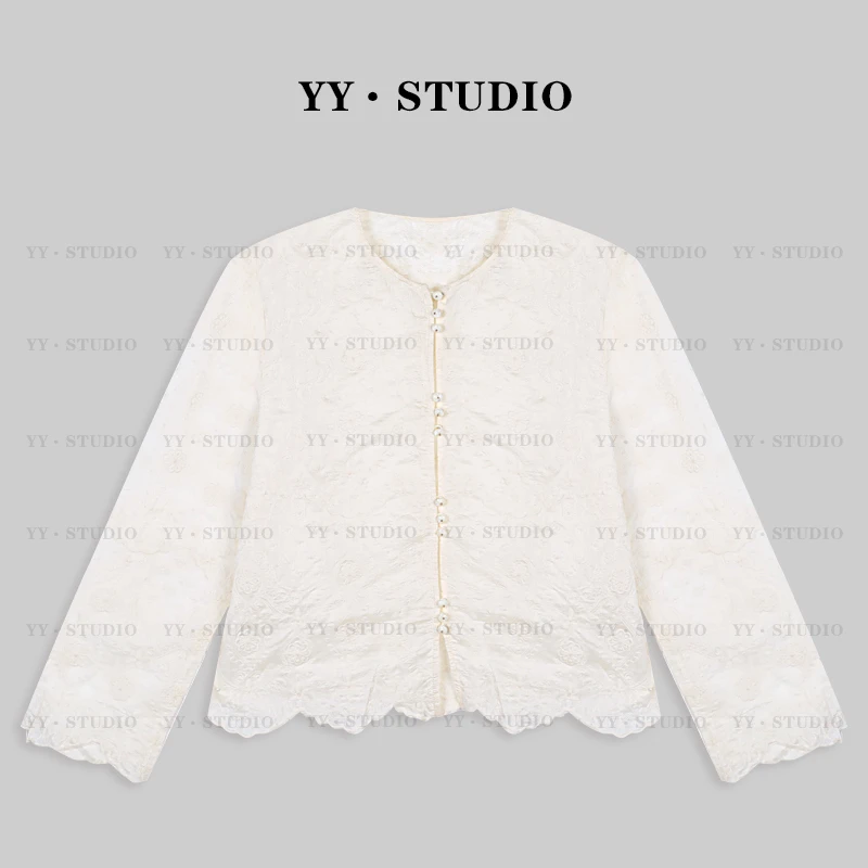 【丢丢专属】百搭蕾丝花防晒开衫长袖T恤YY-2146