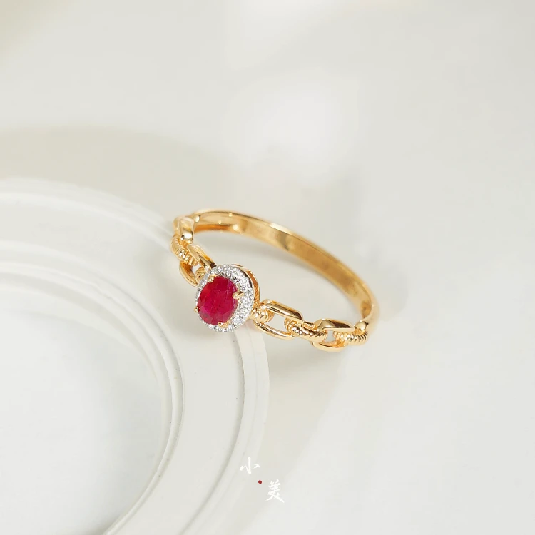 18K金红宝石链条戒指（多样性发）G4679