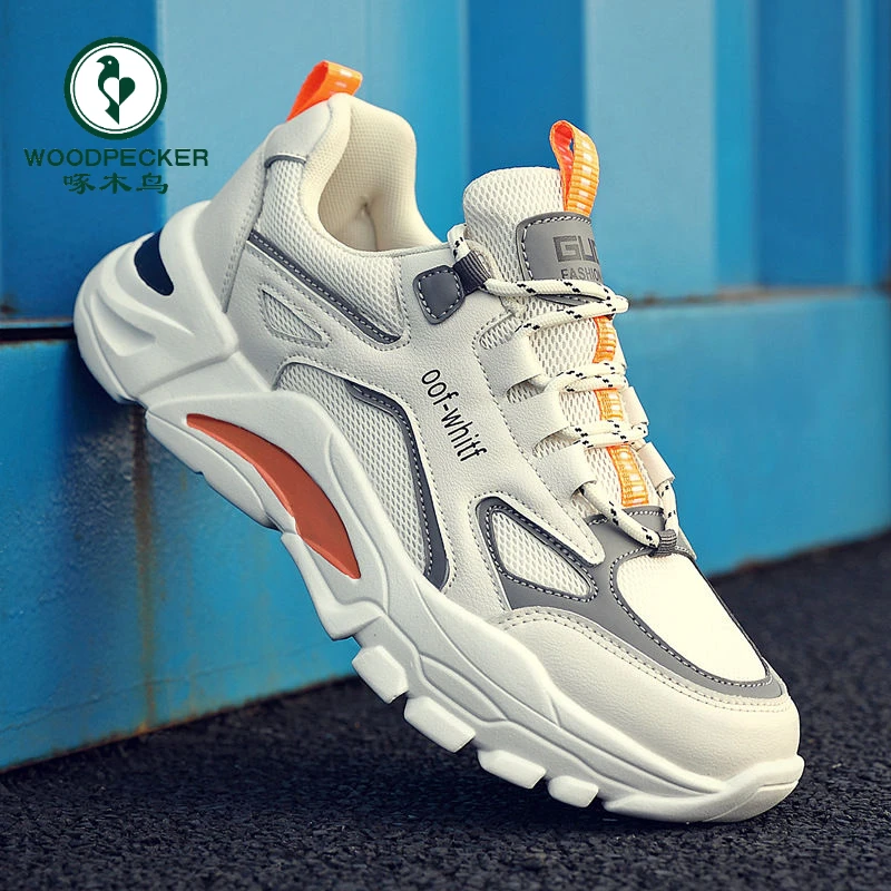 【正品】啄木鸟春季男鞋潮流时尚透气网鞋运动休闲跑步老爹百搭潮鞋