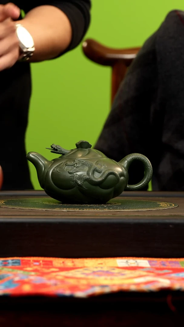 【闪购商品】紫砂茶壶BYM 绿泥 鱼化龙