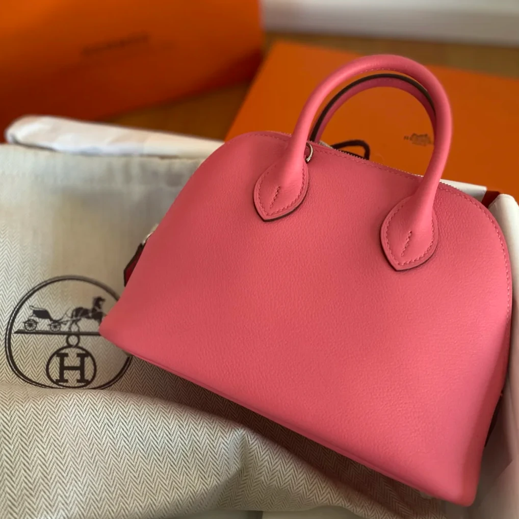 99新 Hermes/爱马仕 小花6枫 保龄球 Mini 唇膏粉 C刻 银扣包
