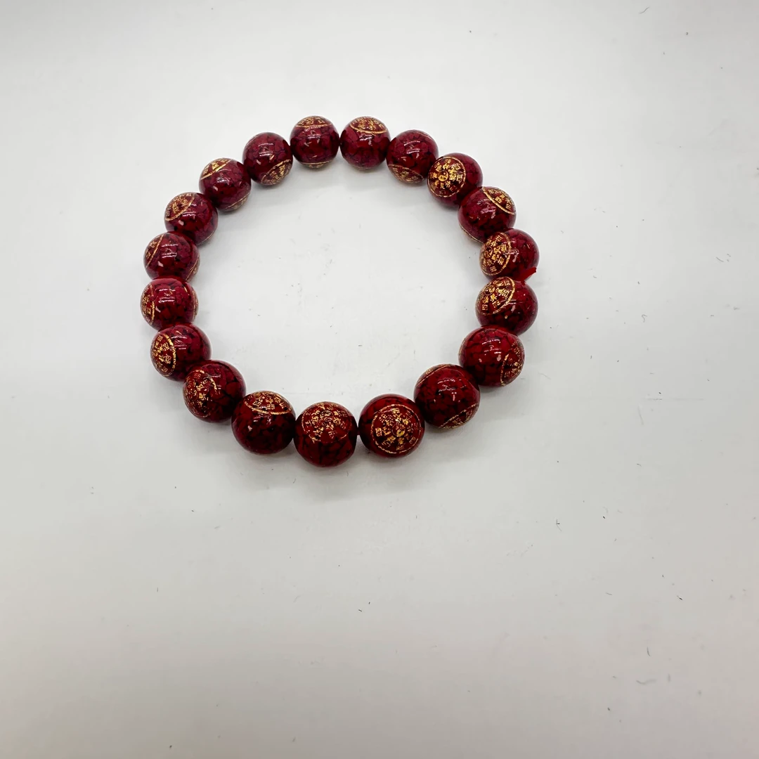 含辰砂工艺品晶体 10mm九宫八卦手串 jt5010