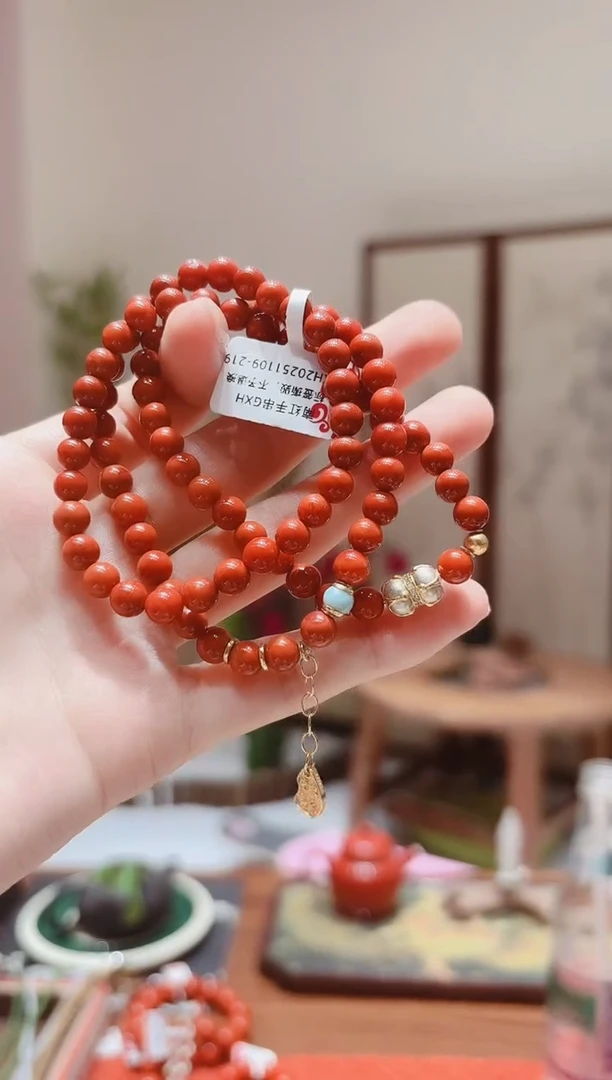 银S925镶嵌项链南红玛瑙南红项链GXH1109-219多样性发货