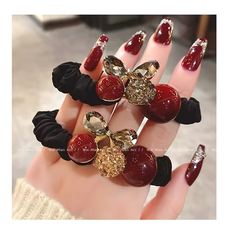 【拍一发二】蝴蝶镶钻发圈头绳女高端网红扎头花高弹力马尾发绳皮筋