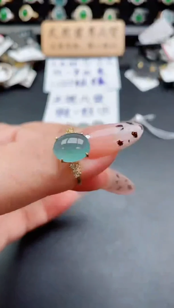 银S925镶嵌戒指翡翠1
