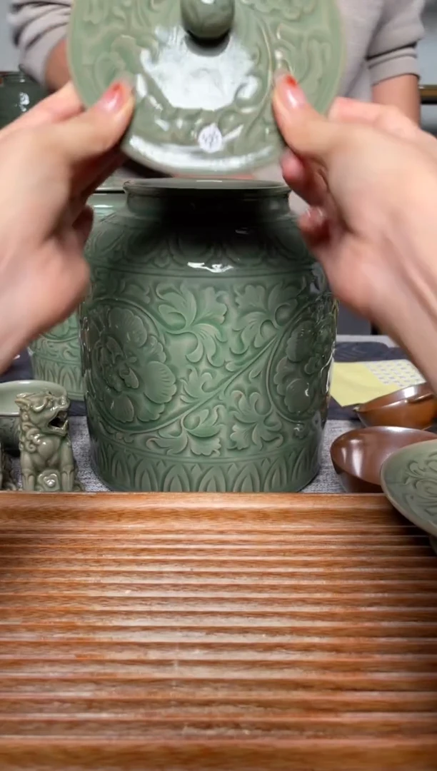 【闪购商品】其他354纯手工秘色大茶叶罐