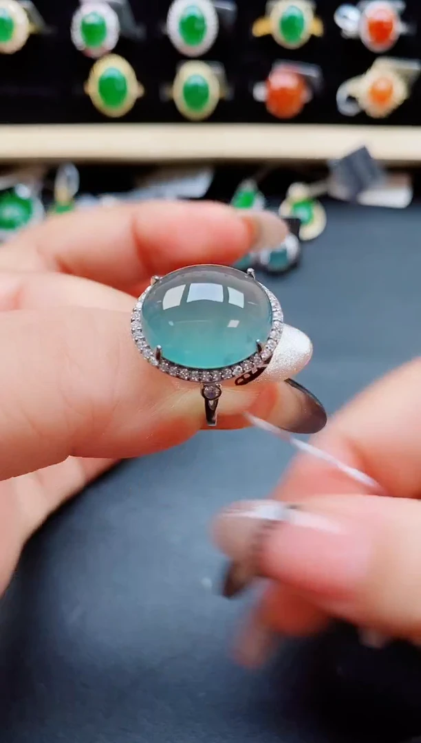 翡翠戒指银S925镶嵌0805580