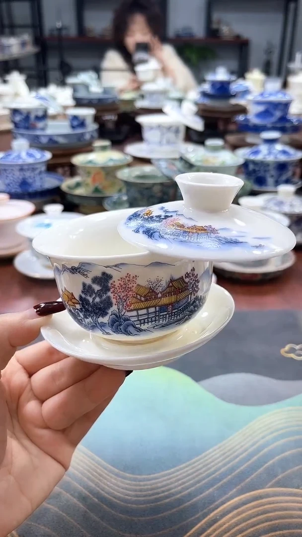 【闪购商品】小号元宝江南悬停盖碗