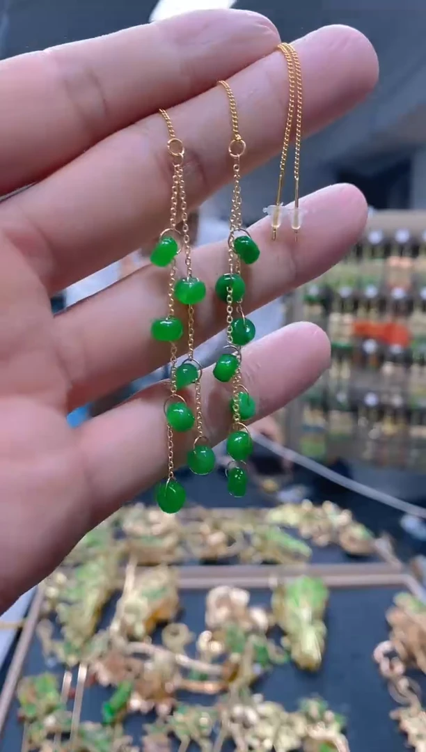 【闪购商品】翡翠耳饰合金76翡翠耳线