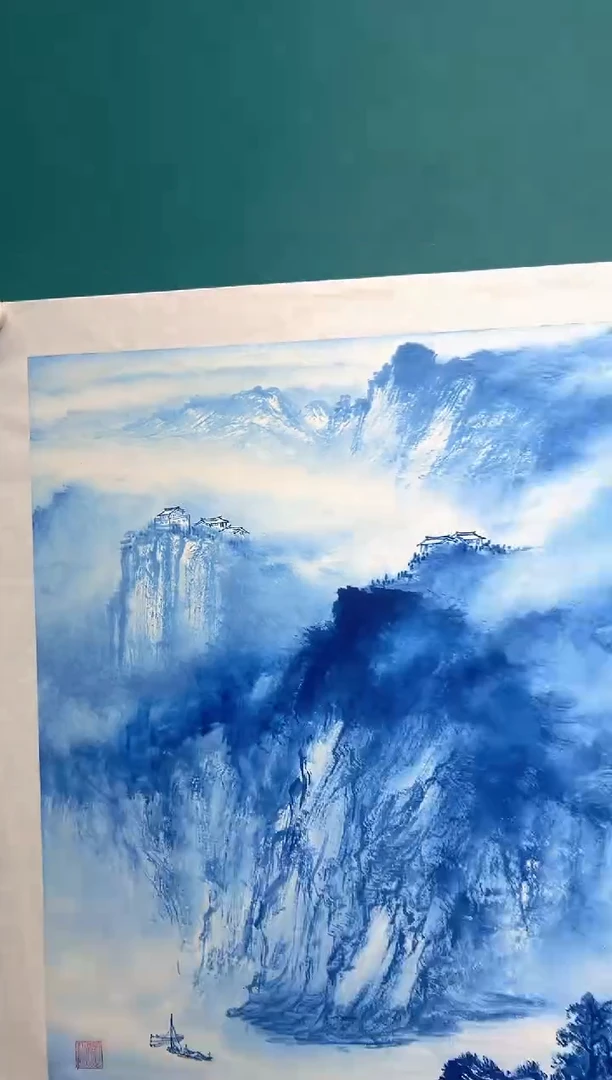 国画宋轲-4平尺-国画作品-青花山水