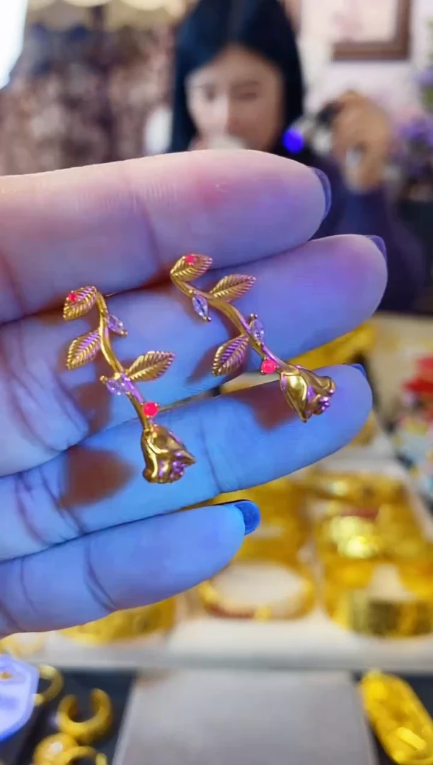 合金无007玫瑰耳钉