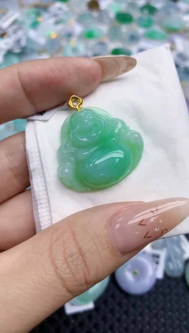 翡翠18K金镶嵌颈饰87   天然翡翠A货