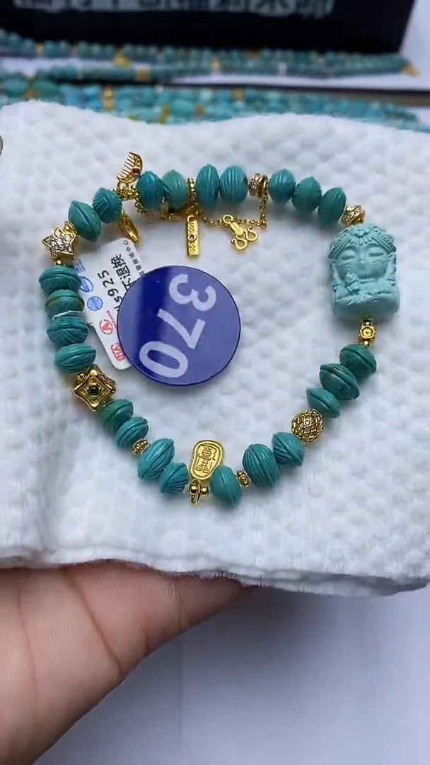 绿松石银S925镶嵌手链370