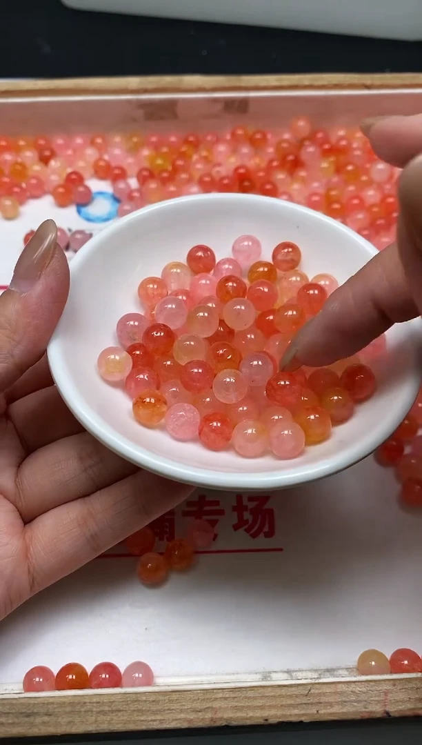 散珠未镶嵌碧玺M830 橙红碧玺8mm25个9.9元