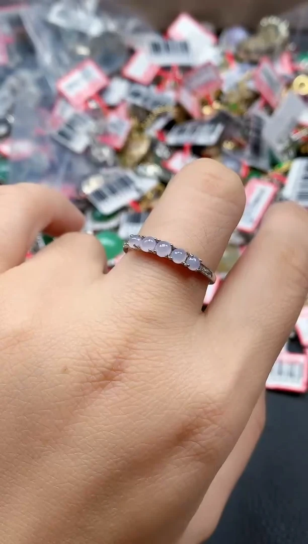 银S925镶嵌戒指翡翠天然A货缅甸翡翠