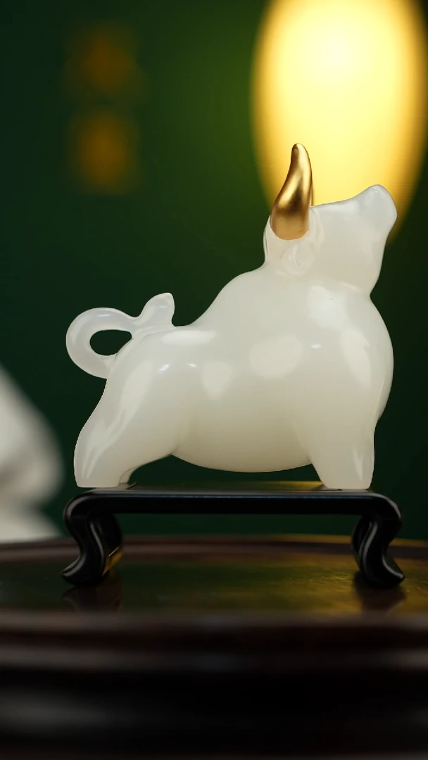 玉【牛气冲天】天然玉石摆件