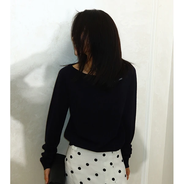 【可可专享】一字领新款精纺超细美利奴羊毛衫长袖毛衣宽松慵懒风女