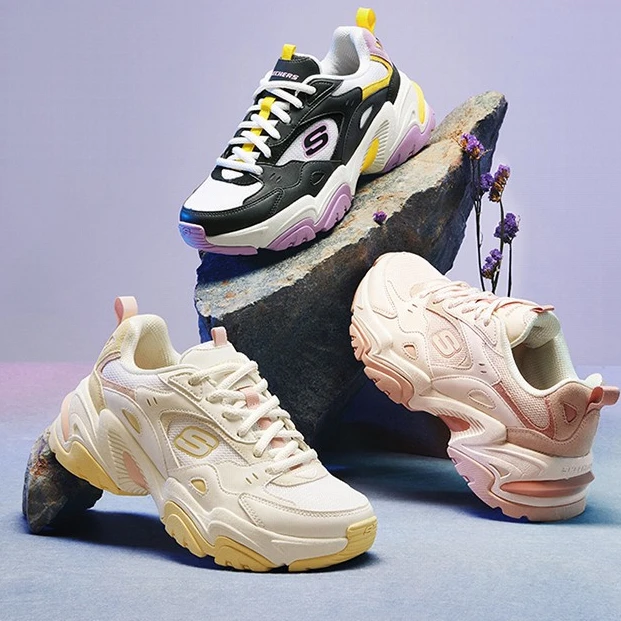 斯凯奇新款女机甲鞋二代复古增高运动休闲厚底老爹鞋熊猫鞋149916