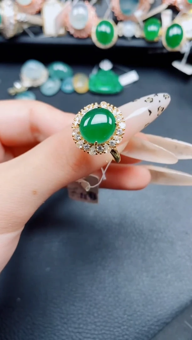 银S925镶嵌戒指翡翠翡翠