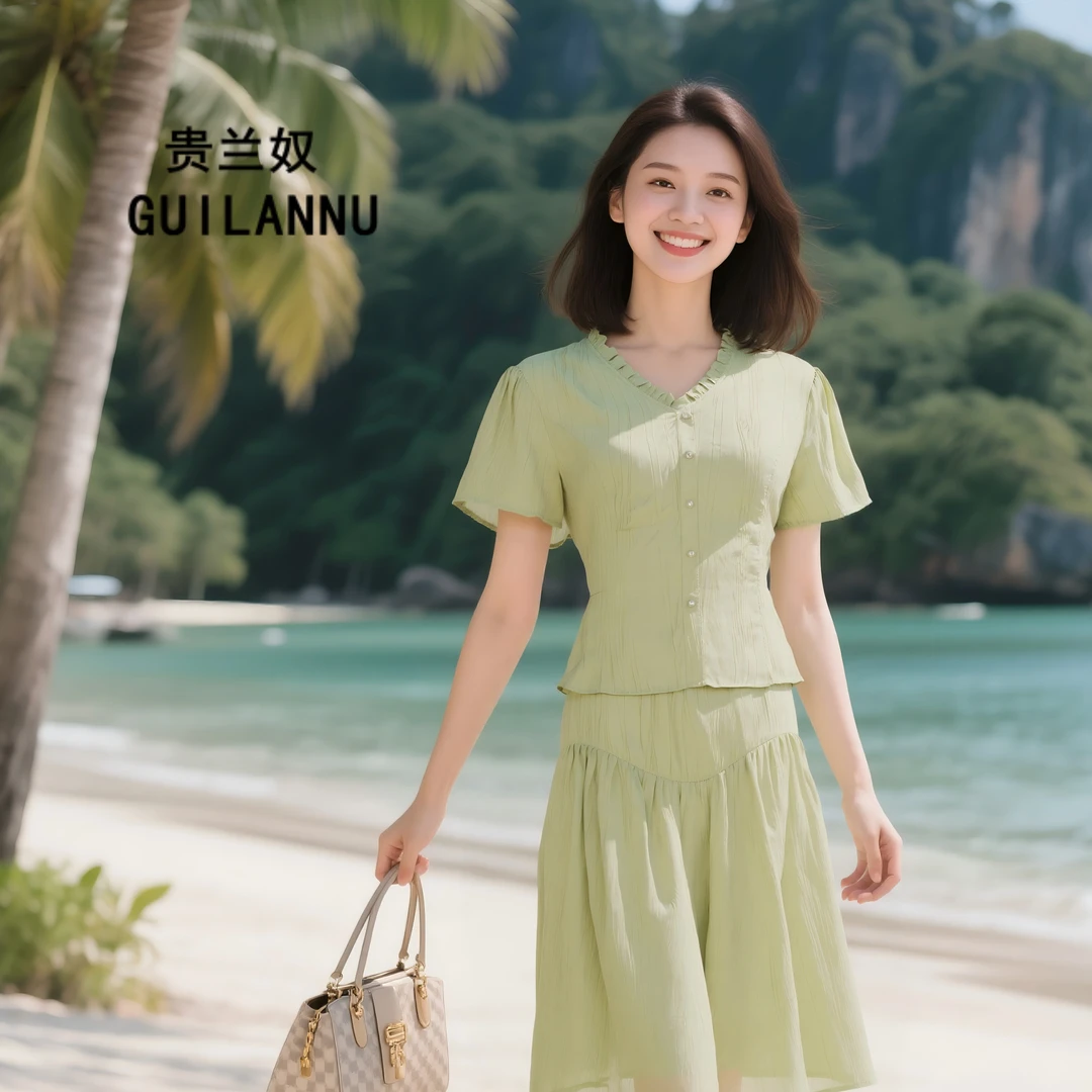 W788夏季长裙短袖套头连衣裙时尚气质