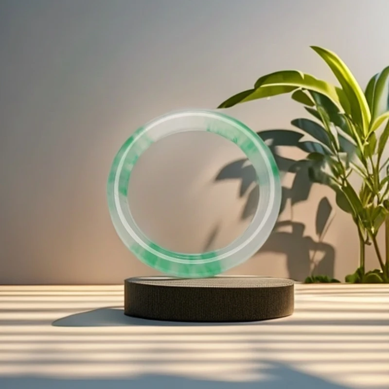 YY飘花翡翠美人条【邂逅翡翠高冰手镯，冰透绿意，开启浪漫时光】