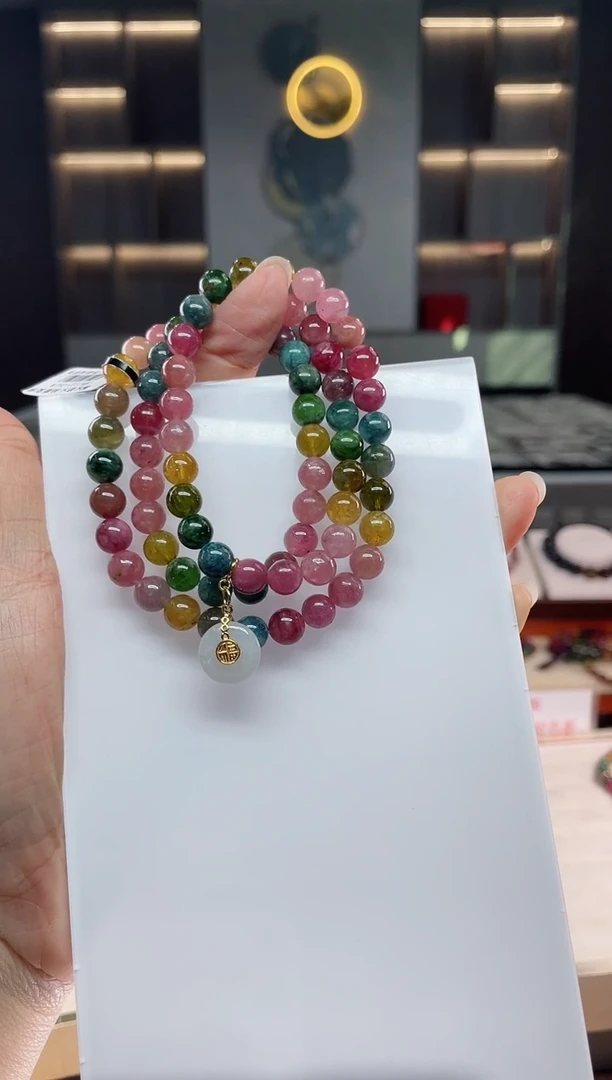 未镶嵌老矿碧玺三圈手串7mm+碧玺（多样性发一条）Q