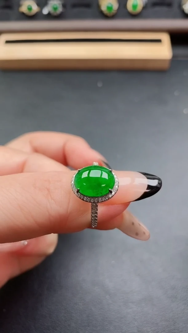 银S925镶嵌戒指翡翠1