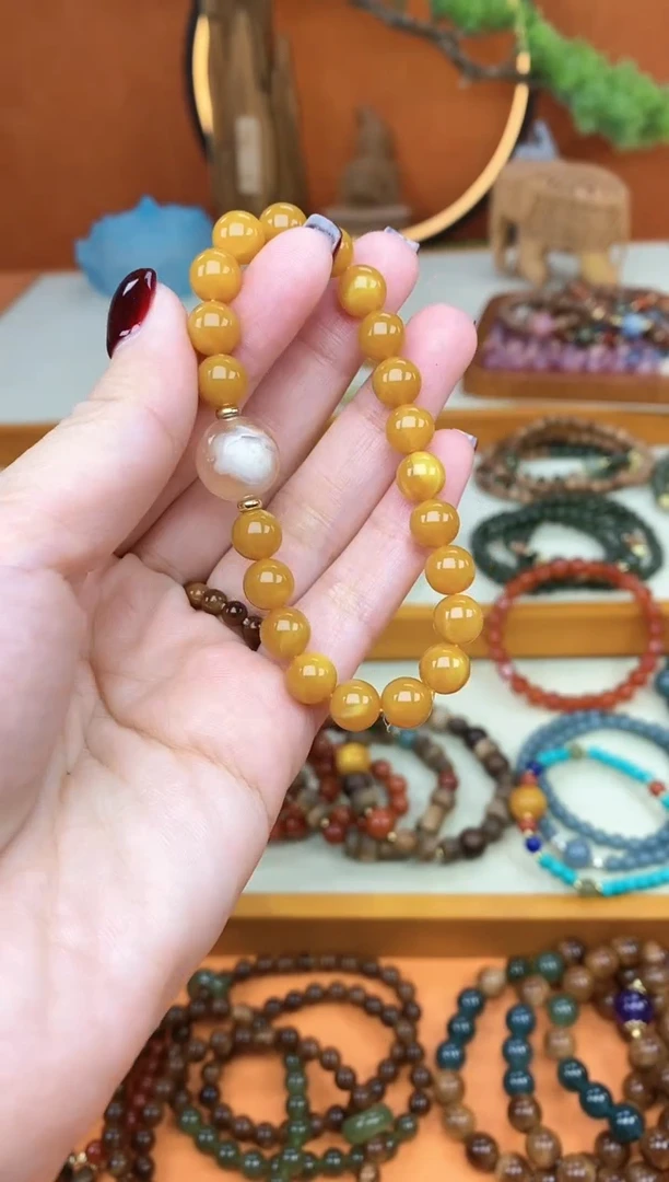 【闪购商品】蜜蜡手链未镶嵌08老蜡单圈