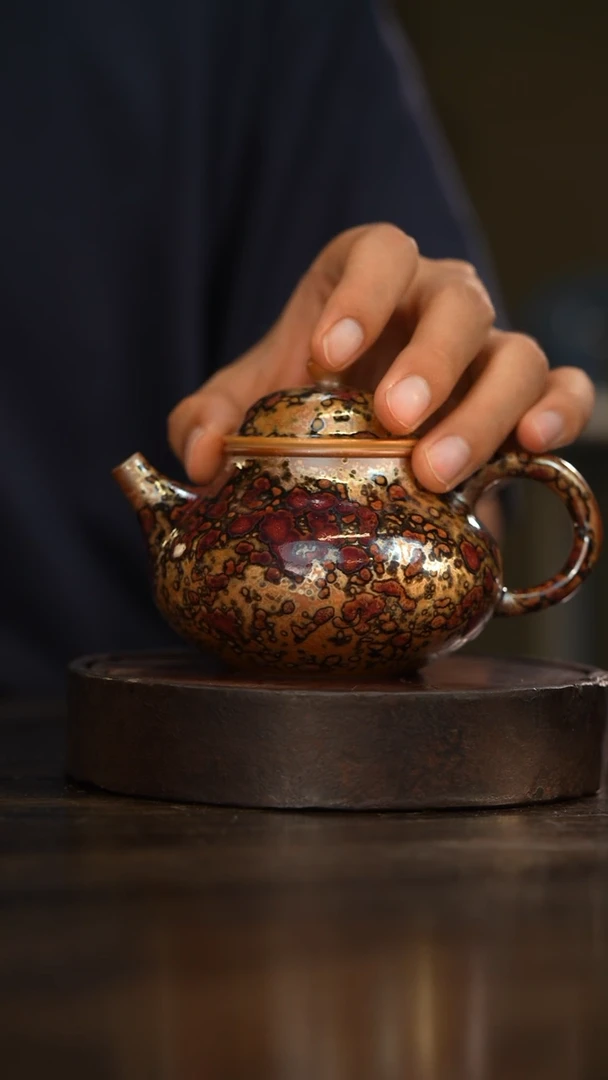 102柴房陶瓷柴烧斑鹿容天壶