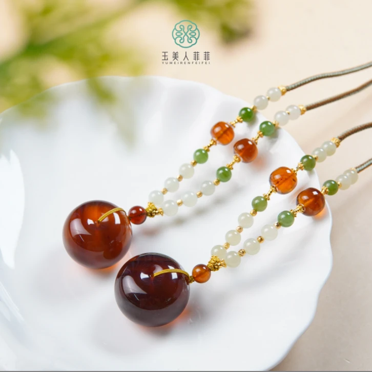 HD石惑珠宝·琥珀平安扣项链约25mm#多样性发一