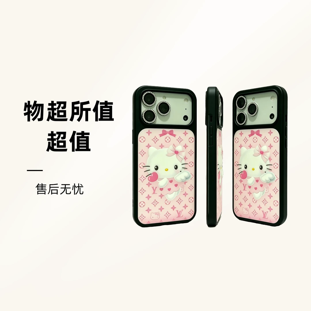 天使KT黑冰沙创意防摔全型号通用可爱卡通手机壳