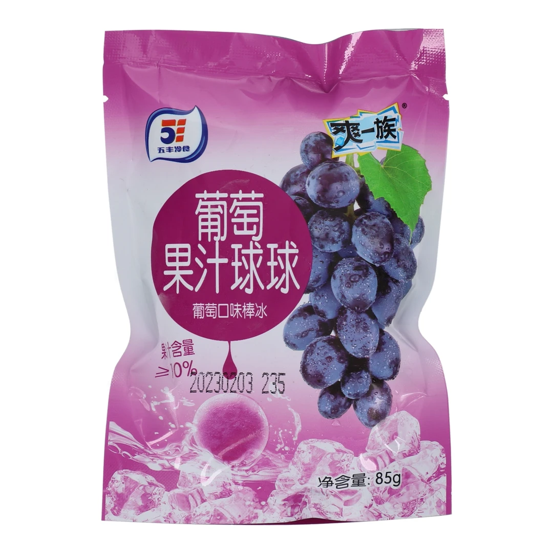 五丰冷食爽一族葡萄果汁球球棒冰葡萄口味 85g