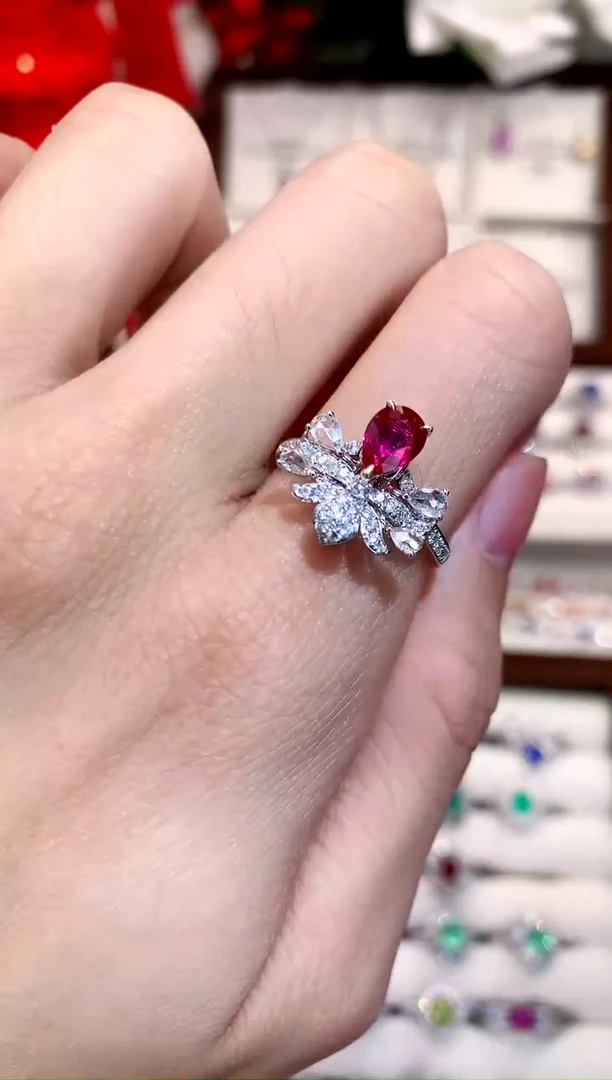 【闪购商品】红宝石戒指18K金镶嵌1.03ct/天然宝石/七天无理由