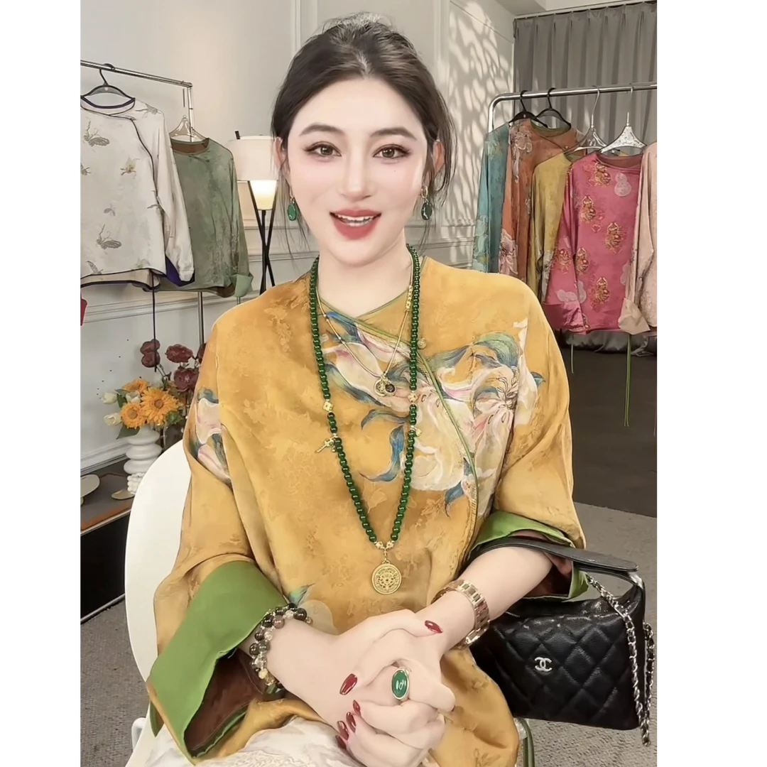 【传承香云】右门襟国风新中式衬衫气质斜襟时尚长袖中国风圆领