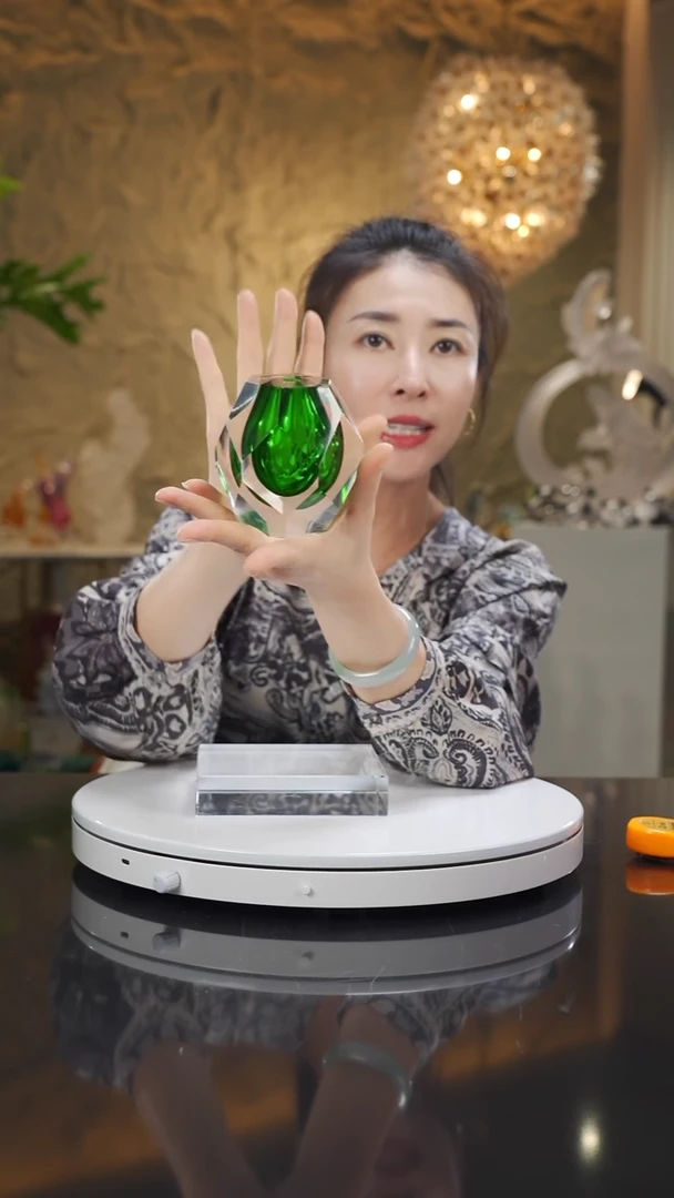 琉璃手工艺品福利绿色切面香薰瓶